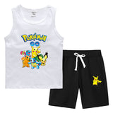 Children Pokemon Pikachu Tshirts & Shorts Vest Middle Pants Sports Casual Thin Two Pieces