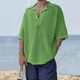 Polo Shirts Fashion Loose Knitted Sweater Summer Menswear