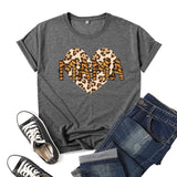 Boy Mama T Shirt Leopard Print Love Mama Printed Short Sleeve round Neck T-shirt