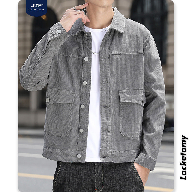Corduroy Patch Jacket Men's Spring and Autumn Corduroy Slim Fit