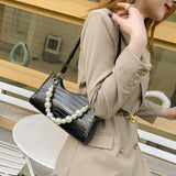 Jackie Kennedy Bag Stone Pattern Pearl Chain Bag