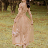 Women Cottagecore Dress Square Collar Dress Summer