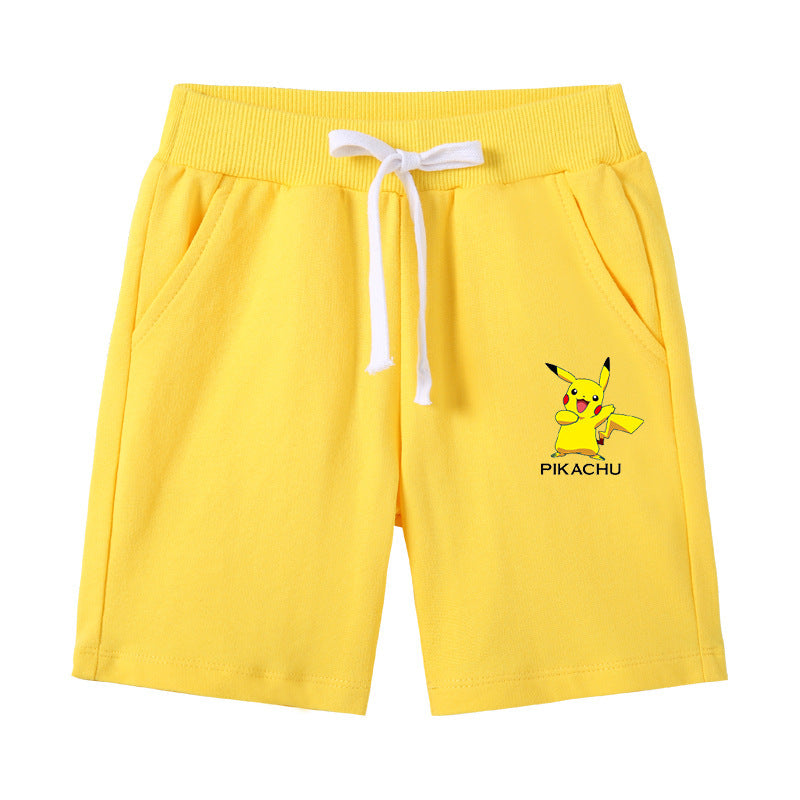Children Pokemon Pikachu Shorts Cropped Pants Pikachu Cotton