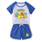 Children Pokemon Pikachu Tshirts & Shorts Short Sleeve T-shirt Shorts Casual Sports Two Pieces
