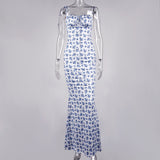 Bella Hadid Dress Floral Print Pleated Backless Tied Spaghetti-Strap Dress