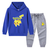 Children Pokemon Pikachu Hoodie & Pant Set Hooded Sweater Trousers Two-Piece Baby Cotton Sweater Set