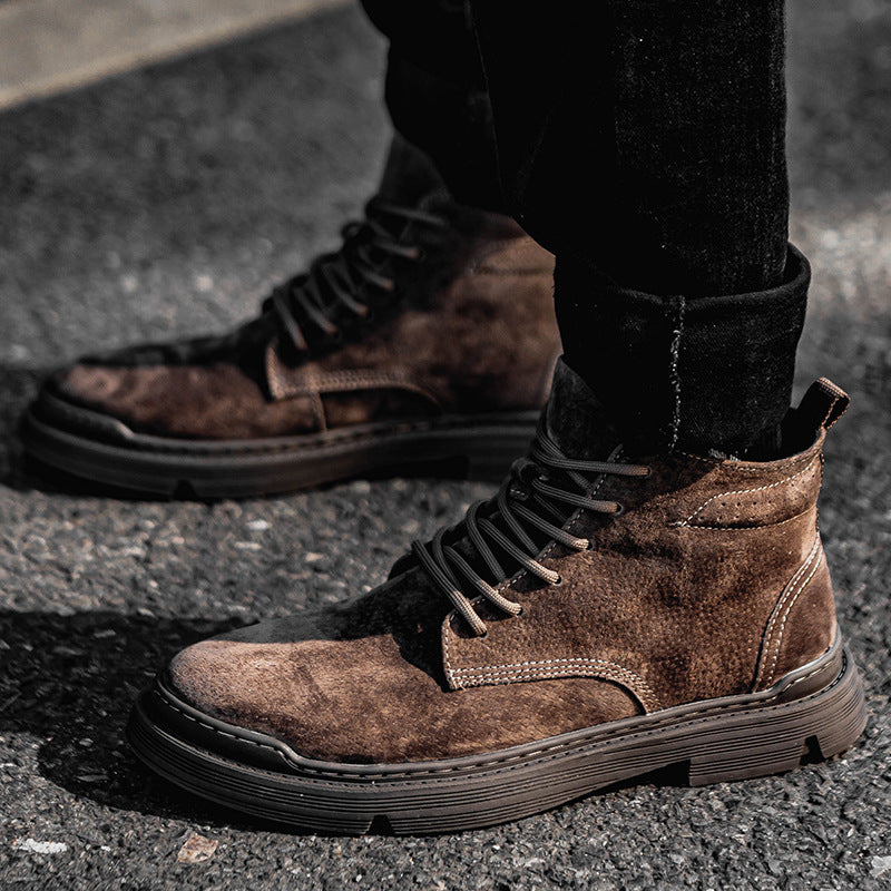 Indo Western Shoes Non-Slip Wear-Resistant Dr. Martens Boots Genuine Leather Men's Snow Boots Men's Workwear Boots