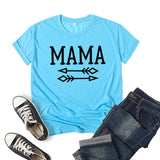 Boy Mama T Shirt Mama Bow and Arrow Printed Short Sleeve round Neck T-shirt