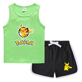 Children Pokemon Pikachu Tshirts & Shorts Casual Sports Sweat-Absorbent Suit Neutral