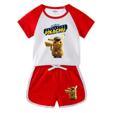 Children Pokemon Pikachu Tshirts & Shorts Short-Sleeved T-shirt Shorts Casual Sports Two-Piece Neutral