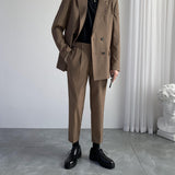 Double Brewed Seersucker Suit Loose Casual Men's Wedding Suit Two-Piece Set