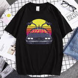 Back to the Future Costume Short Sleeve Letter Crew Neck Men's Printed T-shirt Loose