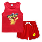 Children Pokemon Pikachu Tshirts & Shorts Leisure Sports Suction Suit Neutral