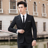 Seersucker Suit Casual Slim Three-Piece Suit