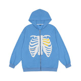 Skeleton Hoodie Skeleton Printed Zip Jacket Cardigan Hoodie Sweatshirt