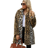 Beth Dutton Outfits Leopard Print Stud for Autumn and Winter Suit Collar Mid-Length Imitation Fur Coat Top Women