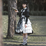 Gothic Lolita Harajuku Style Clothing Lolita Small Skirt Op Spliced Black Dress for Women