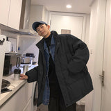 Men's Autumn Winter Coat Men's Stand Collar Cotton Coat with Solid Color