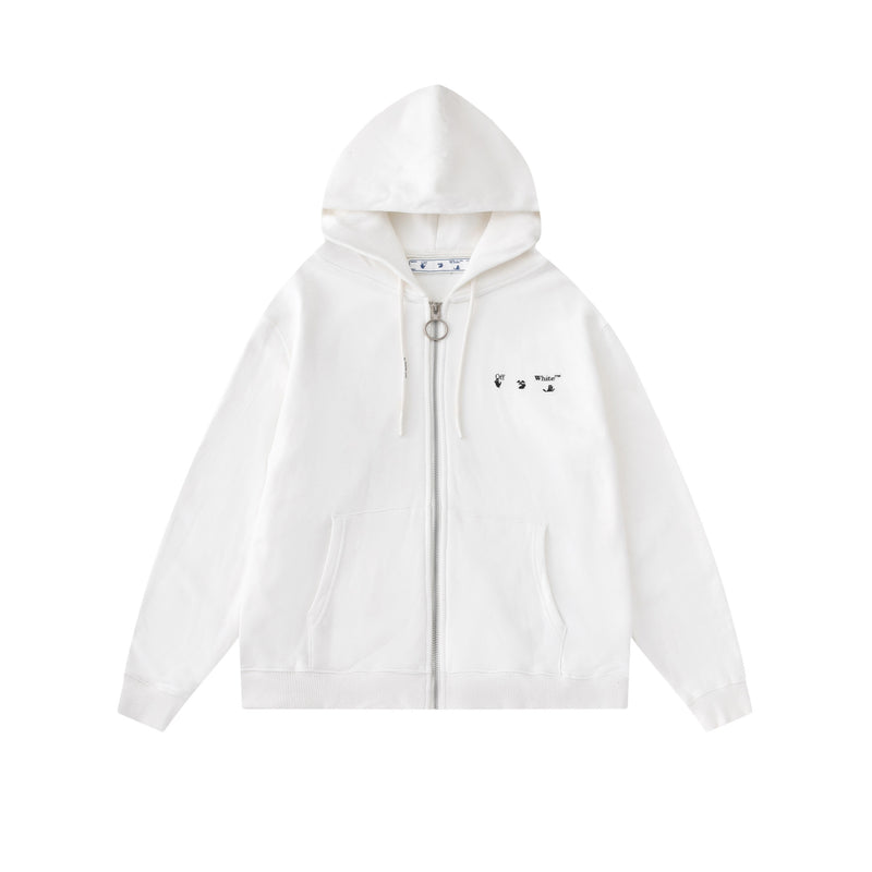 Off White Zipper Hoodie Fall/Winter Off Zipper Hoodie Coat