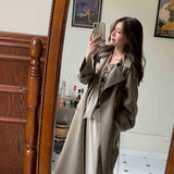 Beth Dutton Outfits Trench Coat for Women Mid-Length British Style Spring and Autumn Loose Cargo Waist Trimming Coat Women