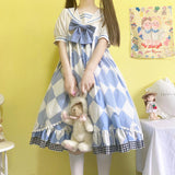 Gothic Lolita Harajuku Style Clothing Alice Lolita Japanese Sailor Collar Op Short Sleeve Dress