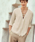 Men's T-Shirt Spring/Summer Men's V-neck Loose T-shirt