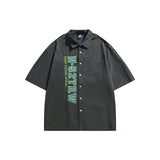 Man Summer T Shirt Color-Contrast Check Affixed Cloth Embroidered