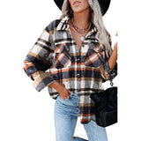 Beth Dutton Outfits Autumn and Winter Loose Woolen Plaid Long Sleeve Shirt Breasted Coat