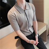Men's Shirts Polo Shirt Summer Men's Texture Knitted Short-Sleeved Shirt
