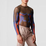 Transparent Shirt for Men Top Men See-through Bottoming Shirt Stretch-Tight T-shirt