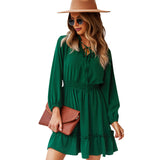 Beth Dutton Outfits Waist Dress Autumn and Winter Long Sleeve Solid Color A- line Dress