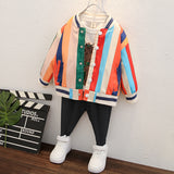 Toddler Boys Jackets Boys Spring and Autumn Coat Stripes Children's Baseball Uniform