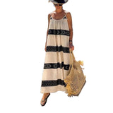 Women Dress Summer Sexy Strap Backless Striped Printed Dress