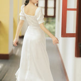 Women cottagecore Dress White Long Dress Fairy Summer Complex Dress