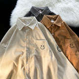 Corduroy Patch Jacket Corduroy Jacket Men Vintage Loose Shirt