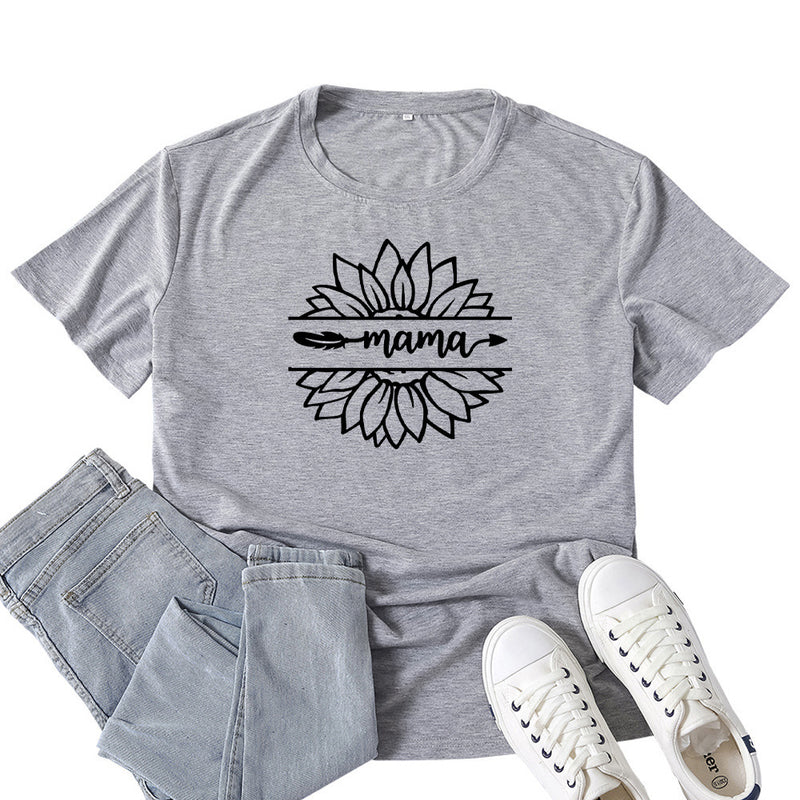 Boy Mama T Shirt Sunflower Mama Printed T-shirt