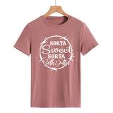 Beth Dutton Outfits Sorta Sweet Sorta Beth Dutton round Neck Casual Short Sleeve Loose plus Size Fashion T-shirt