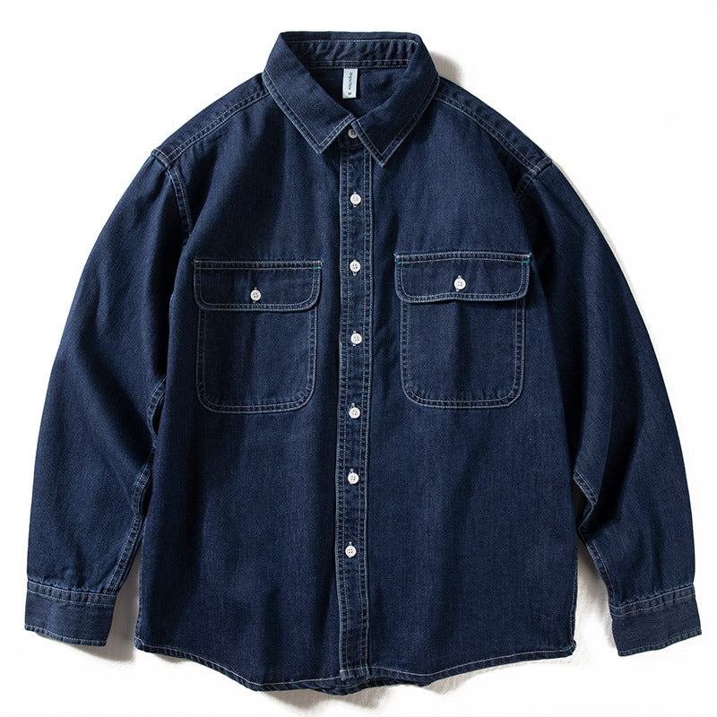 Denim Shirts Men's Long Sleeve Loose Casual Jacket