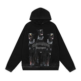 Present Hoodie Doberman Pinscher Printed Hoodie Distressed Loose