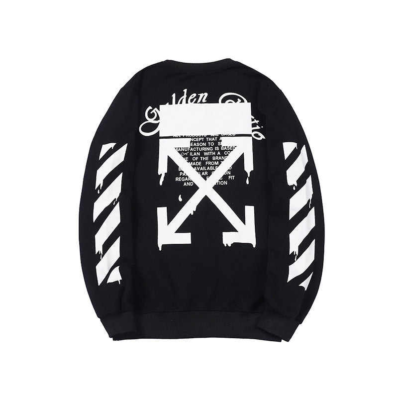 Off White Sweatshirts Long Sleeve round Neck Sweater Autumn and Winter Letter Arrow Pattern Terry Sweater for Men and Women