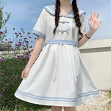 Gothic Lolita Harajuku Style Clothing Embroidered Chinese Knot Button Contrast Color Short Sleeve Dress