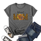 Boy Mama T Shirt Sunflower Blessed Mama Printed Short Sleeve round Neck T-shirt