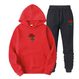 Black Rose Hoodie Men's and Women's Sports Sweater Pants Two-Piece Set