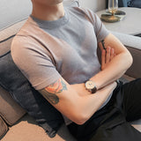 Men Short Sleeve T-Shirt round Neck Knitted T-shirt
