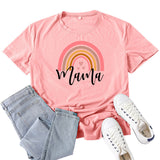 Boy Mama T Shirt Mama Rainbow Pattern Printed T-shirt