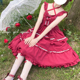 Gothic Lolita Harajuku Style Clothing Mid-Ancient Solid Color Lolita JSK Dress