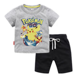 Children Pokemon Pikachu Tshirts & Shorts Cotton Short Sleeve Shorts Two Pieces Neutral