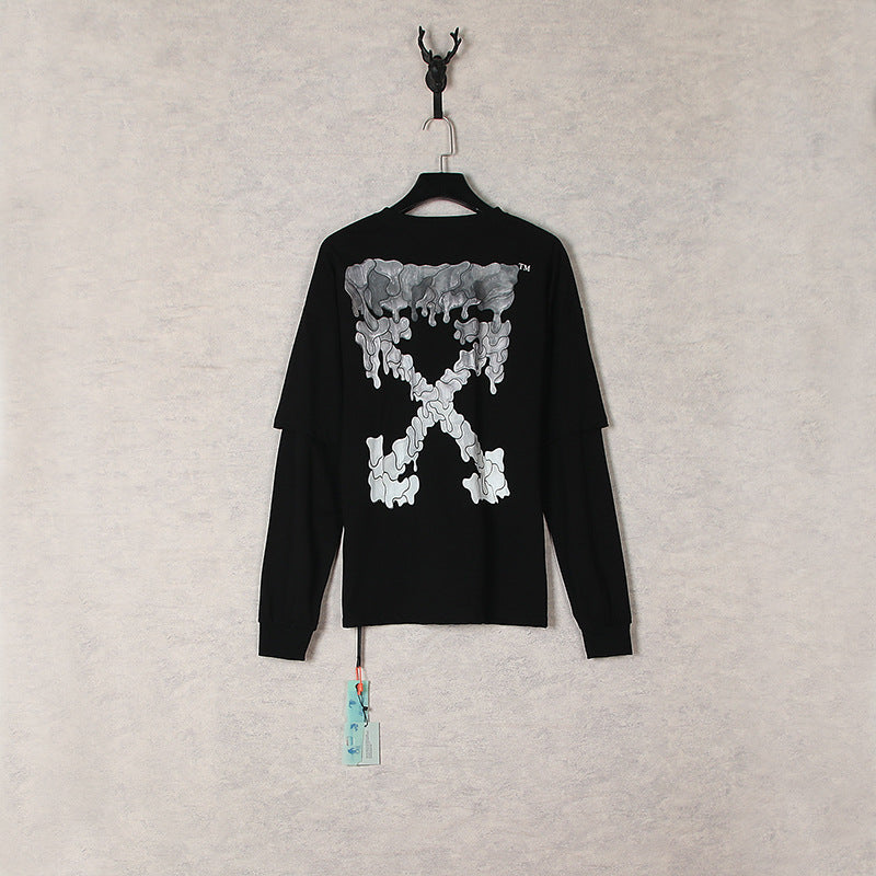 Off White Sweatshirts Long Sleeve round Neck Neck Sweater Autumn and Winter Pattern round Neck Two-Piece Long Sleeve