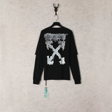 Off White Sweatshirts Long Sleeve round Neck Neck Sweater Autumn and Winter Pattern round Neck Two-Piece Long Sleeve