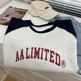 Harvard Sweatshirt Vintage Color Matching Letter Crew Neck Loose Sweater